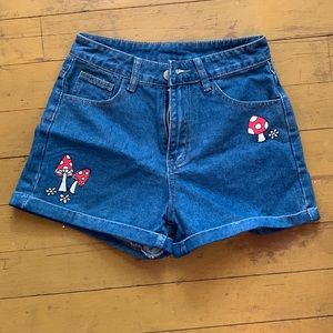 adorable mushroom jean shorts